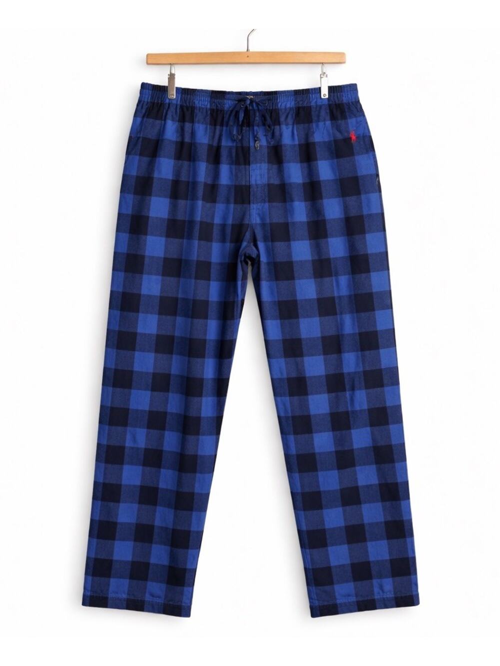 Polo Ralph Lauren Pajama Pants Mens XL Blue Black Plaid Cotton Flannel Lounge